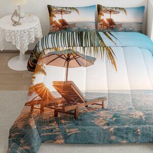 New 2 Piece Beach Vacation Comforter Set • Twin Size